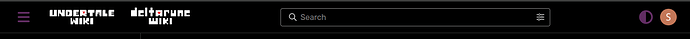 Search bar shown to the right of the wiki logos and to the left of the user menu and color scheme picker.