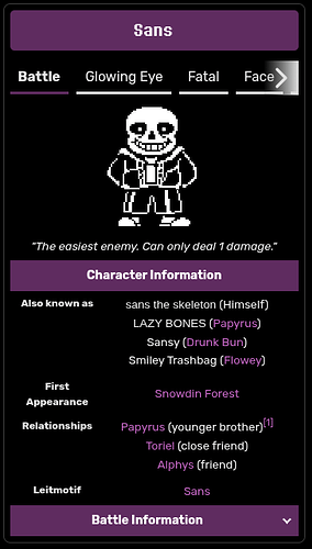 Old look of the Sans infobox.