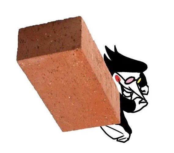 Spamton with a brick