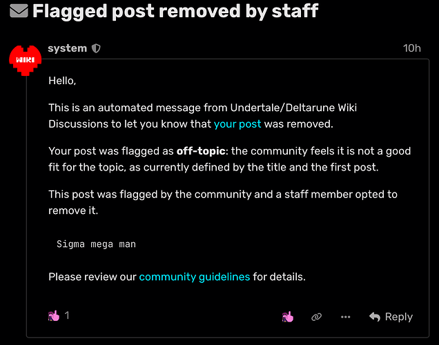 Flagged post removed by staff - UndertaleDeltarune Wiki Discussions 2