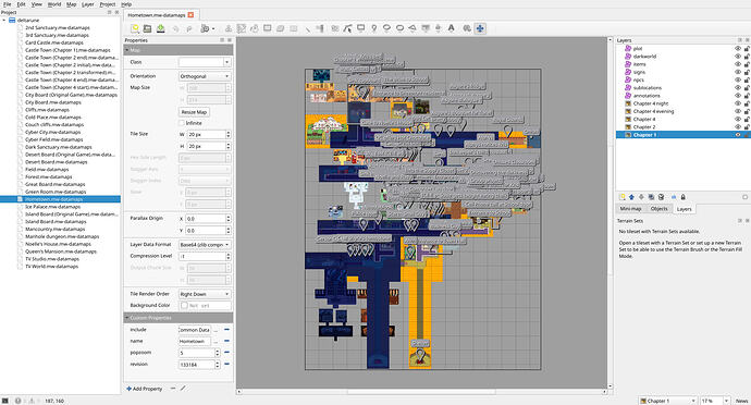 Look of the initial Tiled screen when opening a Hometown map.