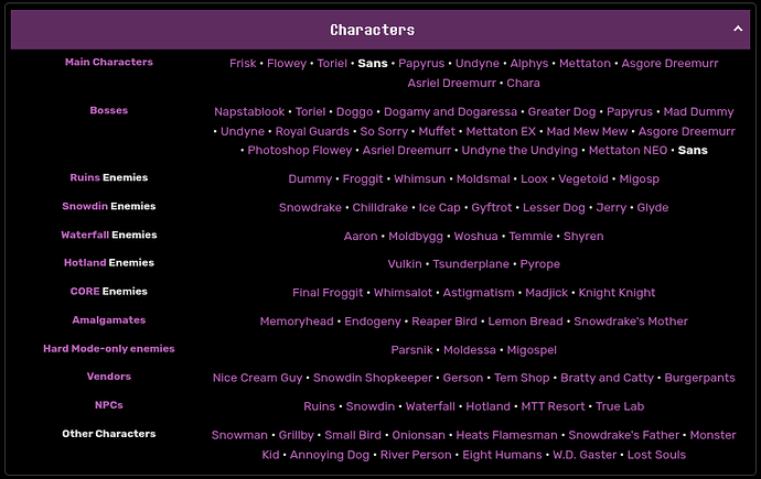 Old look of the character navigation box.