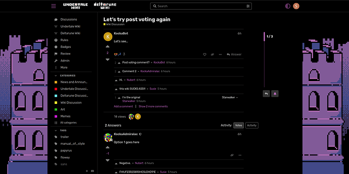 A screenshot of a post titled "Let's try post voting again" by KockaBot.
