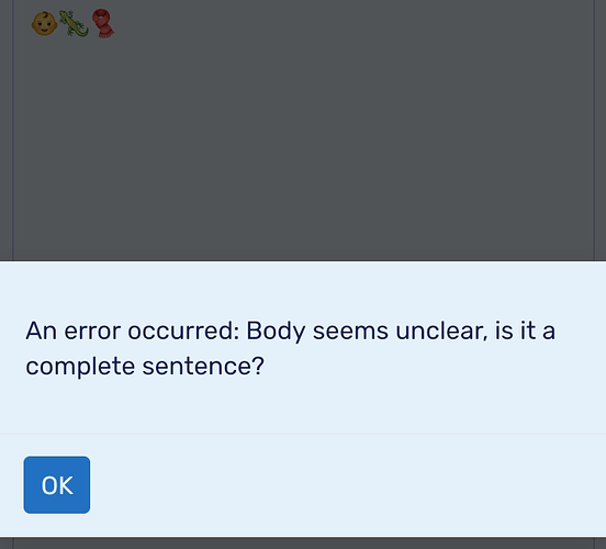 An error occurred: Body unclear, is it a complete sentence?