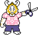 Asgore trimming a hedge in the True Pacifist ending credits.
