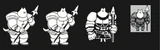 Concepts des sprites de Maxichien (En combat et dans l'overworld).