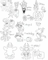 Illustration des concepts art pour des ennemis exclusifs au Mode Difficile, incluant M. Radieux.