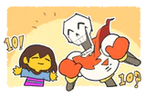 Frisk and Papyrus's Newsletter artwork for Undertale's 10th anniversary.