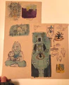 Early concept art of the Ruins drawn by Temmie, featuring Toriel and the protagonist.