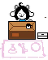 An unused overworld sprite for the Tem Shop made by Temmie Chang.