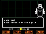 Toriel glaring even harder as Froggit leaves.
