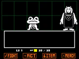 Toriel glaring at a hostile Froggit.
